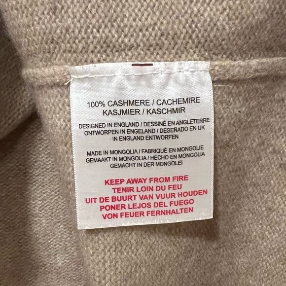 Jumper1234 Mockneck Cashmere Striped Sleeve Sweater in Camel (Sz 3 / L) - Picture 6 of 7